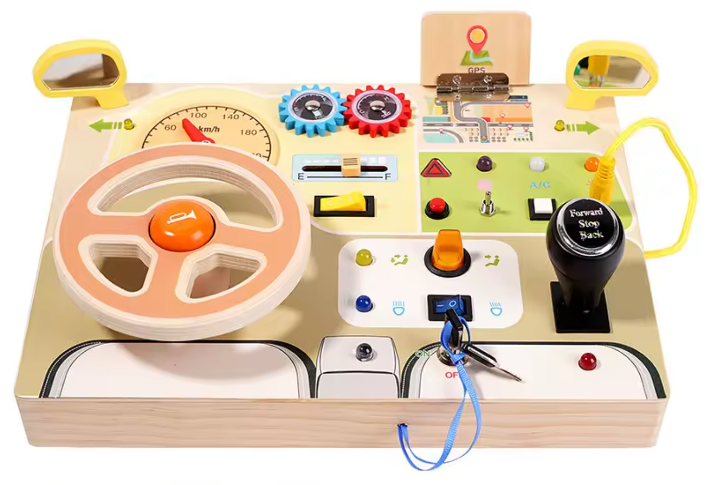 Tablero Sensorial Terapéutico con Volante y Luces LED – Regulación y Estimulación Temprana